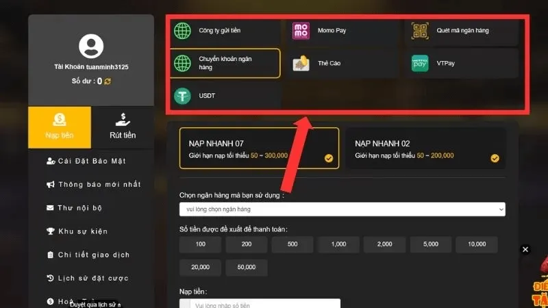 Lựa chọn hình thức nạp tiền 789win phù hợp với bạn